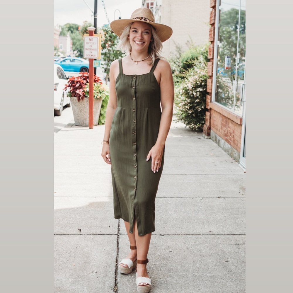 Olive Green Button Down Dress